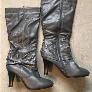 Grey studded boots